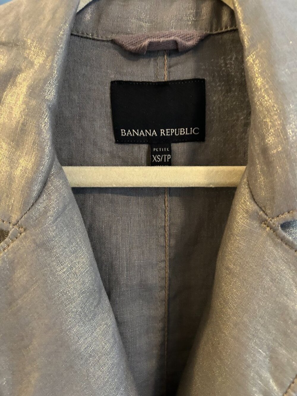Banana Republic Metallic Linen Convertible Trench Coat Vest XS Petite - Picture 3 of 4